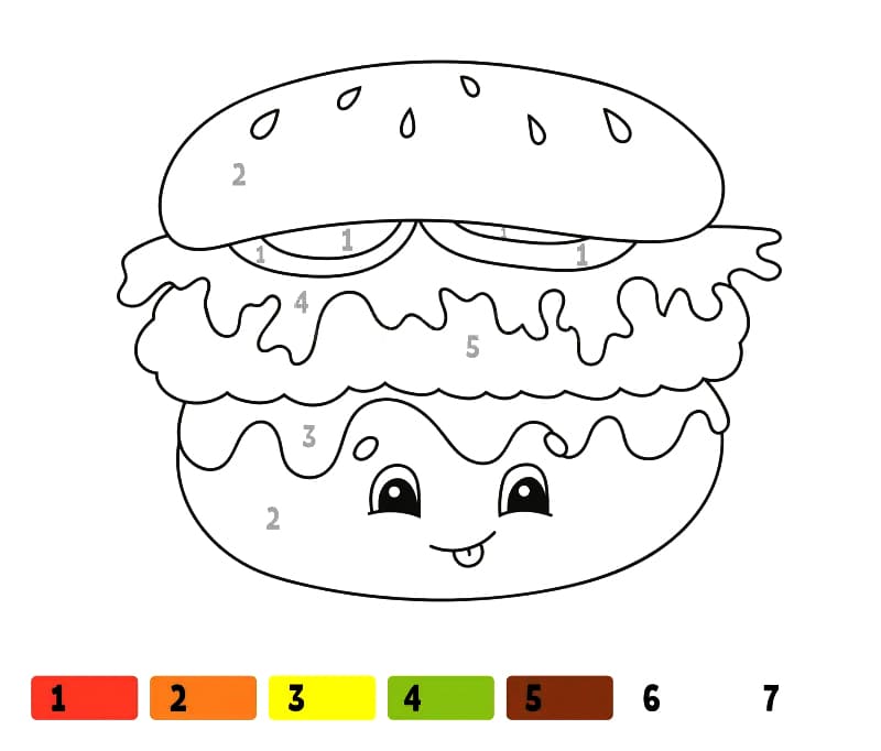 Hamburger drôle Coloriage Magique