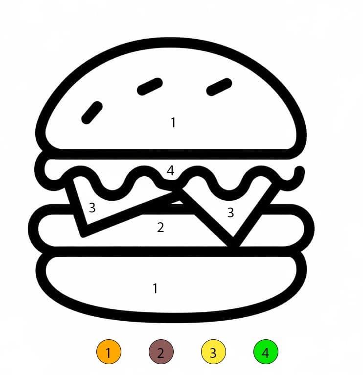 Hamburger facile Coloriage Magique