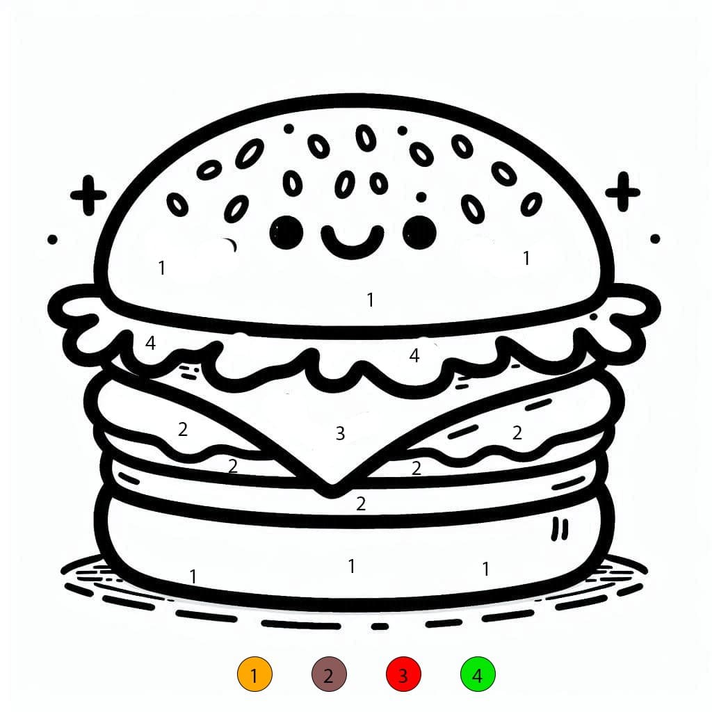 Hamburger mignon Coloriage Magique