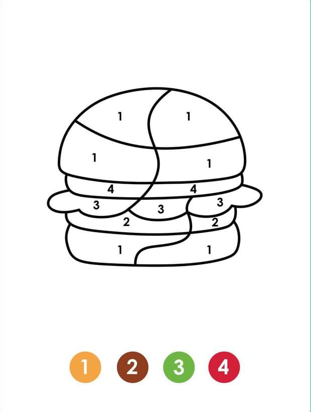 Hamburger pour enfants Coloriage Magique