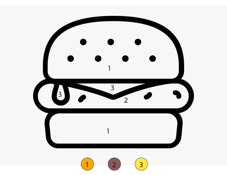 Hamburger simple Coloriage Magique