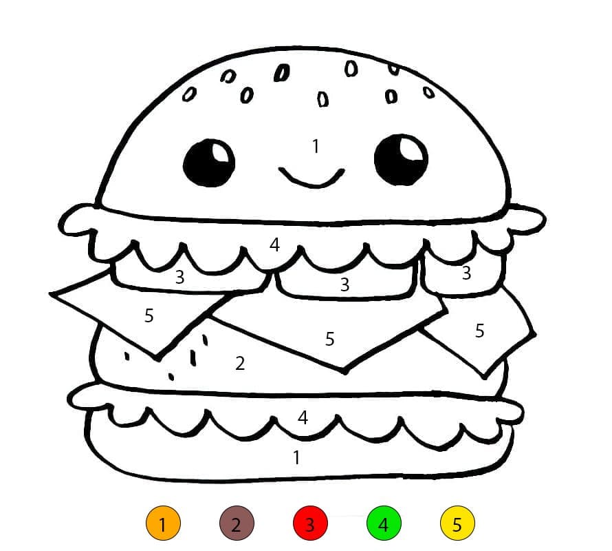 Hamburger souriant Coloriage Magique