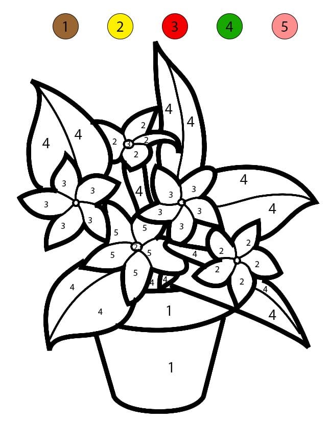 Joli pot de fleurs Coloriage Magique
