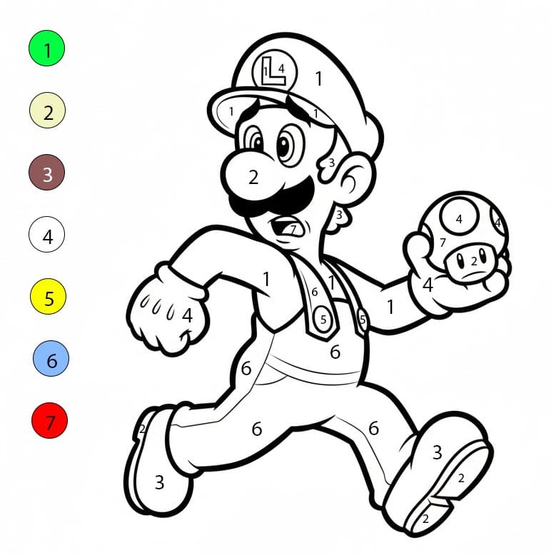 Luigi Court Coloriage Magique