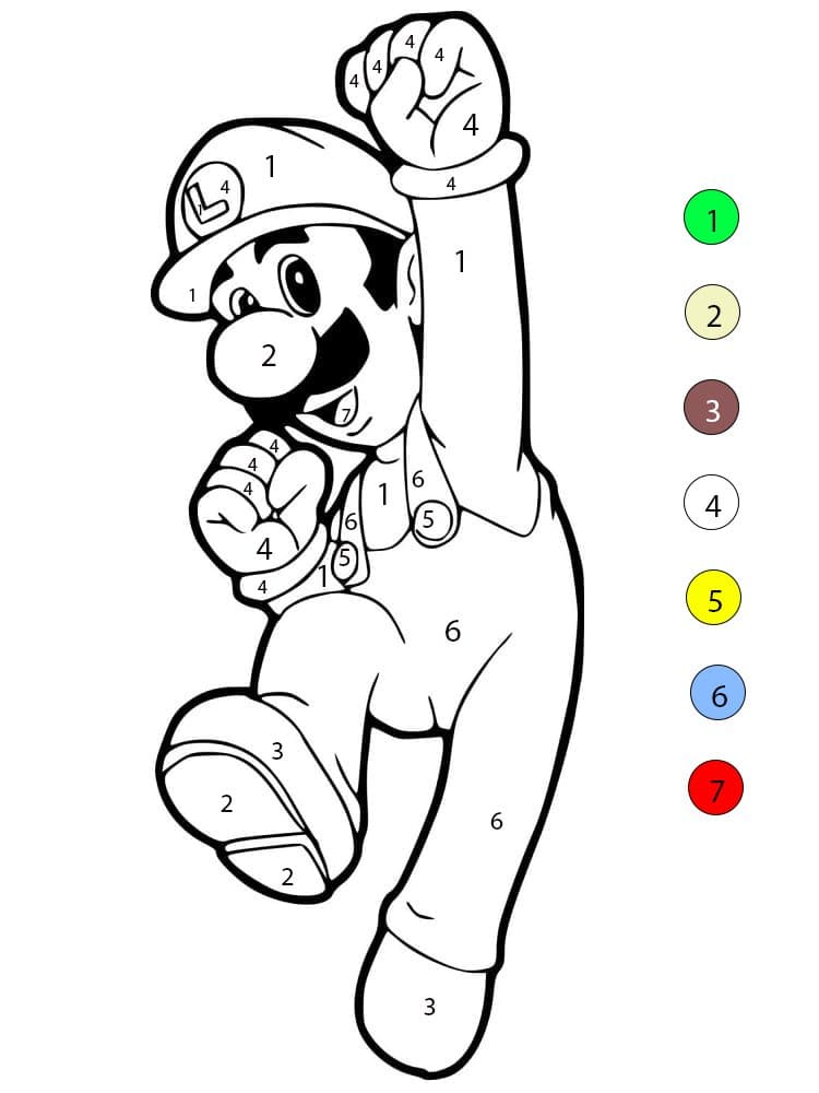 Luigi Heureux Coloriage Magique
