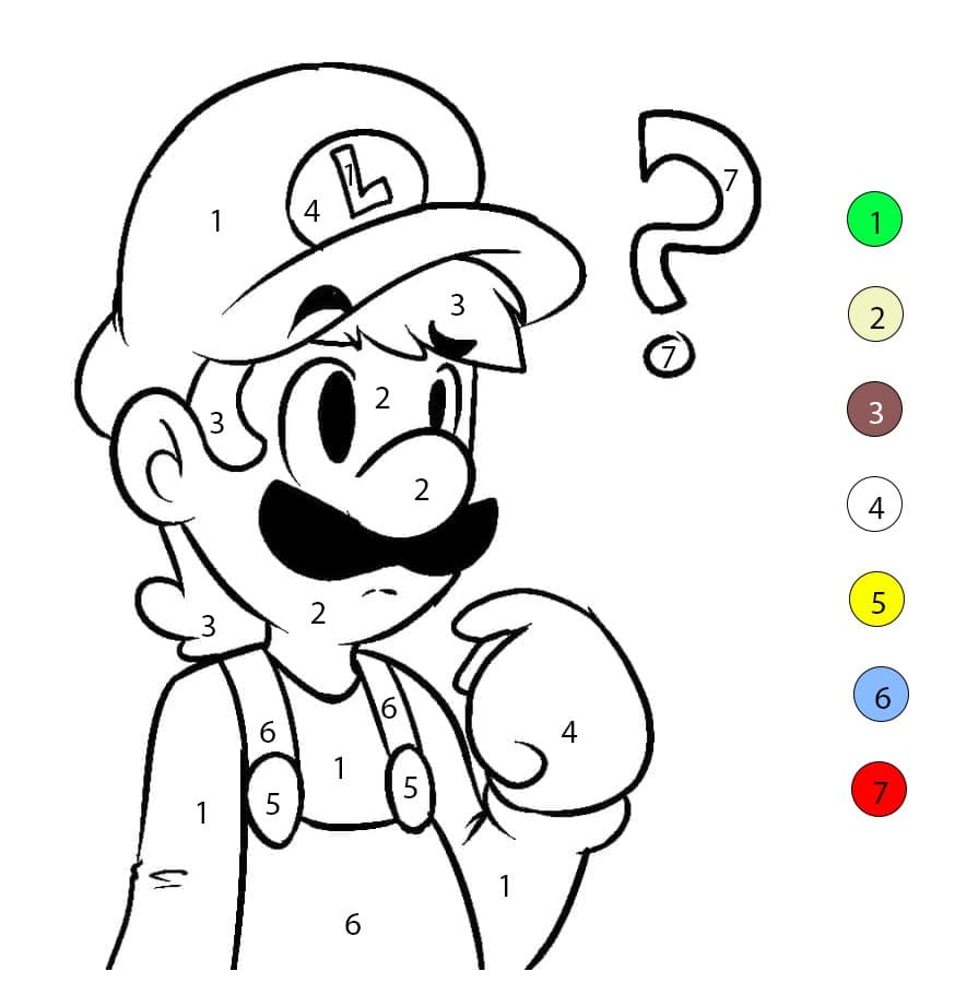 Luigi Perplexe Coloriage Magique