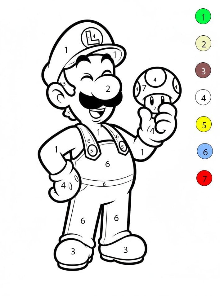 Luigi Rit Coloriage Magique