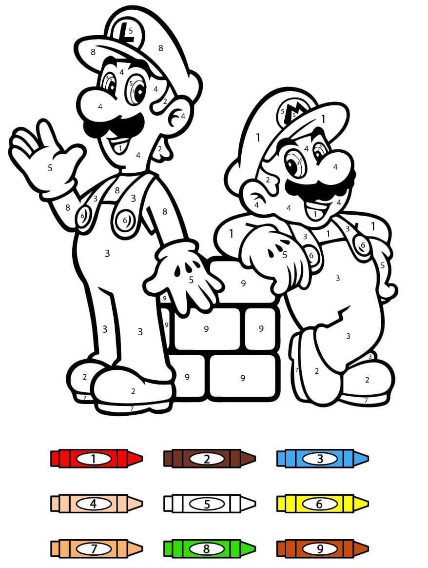 Luigi et Mario Coloriage Magique