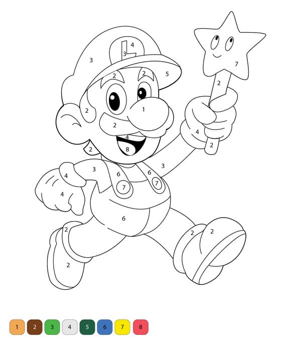 Luigi et le sceptre étoilé Coloriage Magique