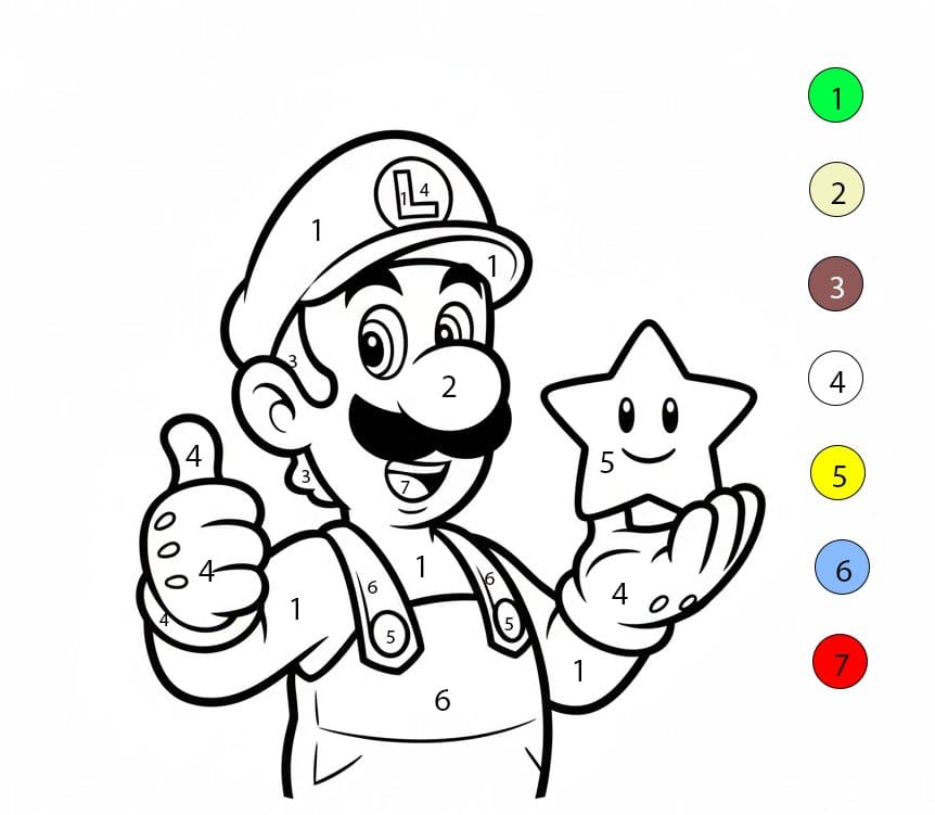 Luigi et une star Coloriage Magique