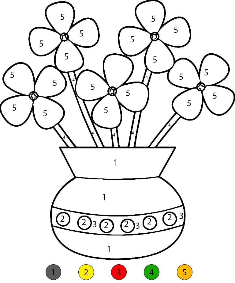 Mignon pot de fleurs Coloriage Magique