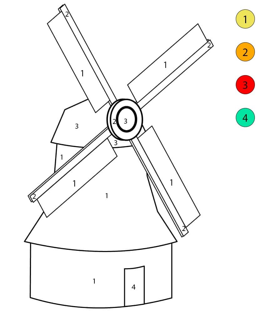 Moulin à vent pour enfants Coloriage Magique
