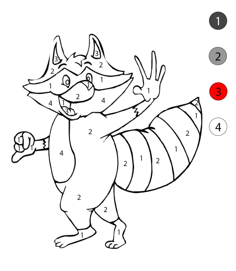 Personnage de raton laveur Coloriage Magique