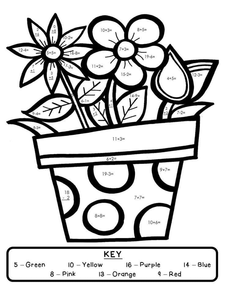 Pot de fleurs à pois Coloriage Magique