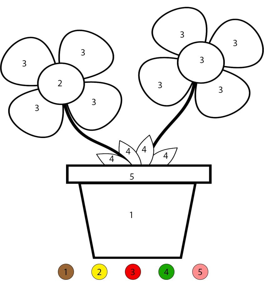 Pot de fleurs basique Coloriage Magique