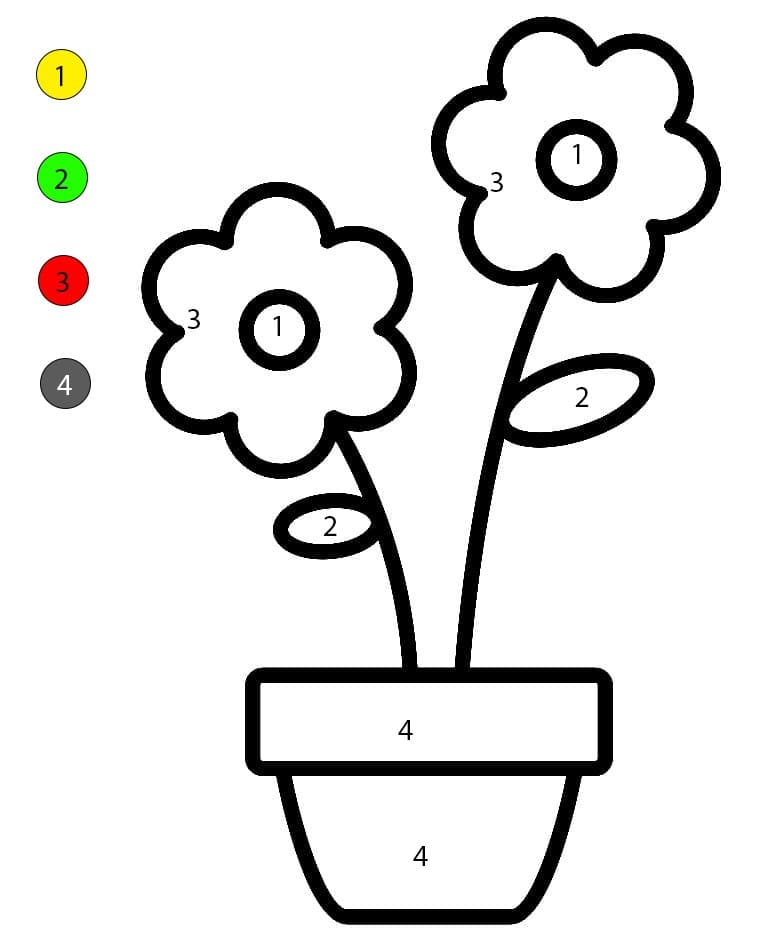 Pot de fleurs facile pour enfants Coloriage Magique