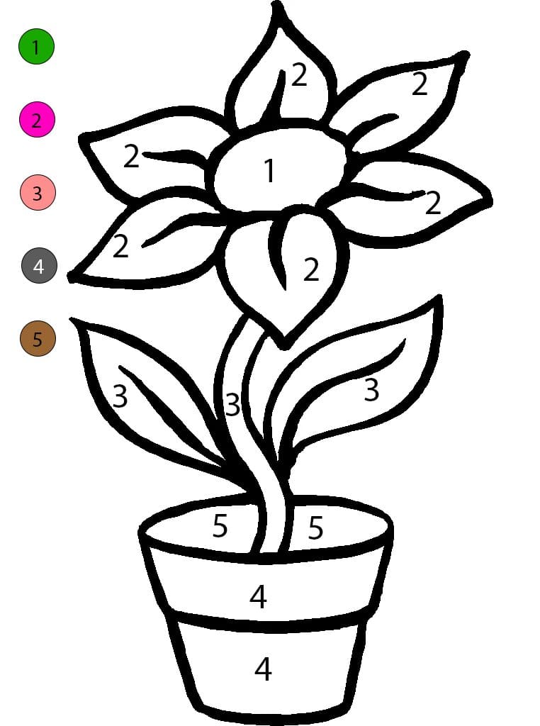 Pot de fleurs gratuit Coloriage Magique