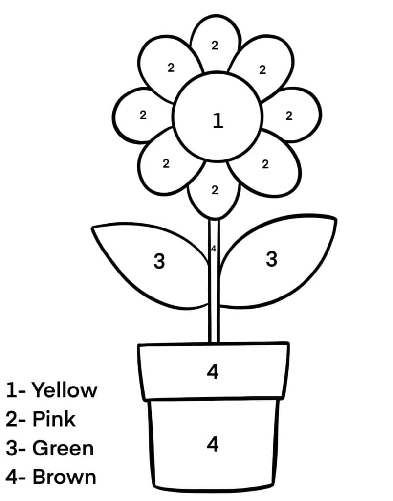 Pot de fleurs pour enfants Coloriage Magique