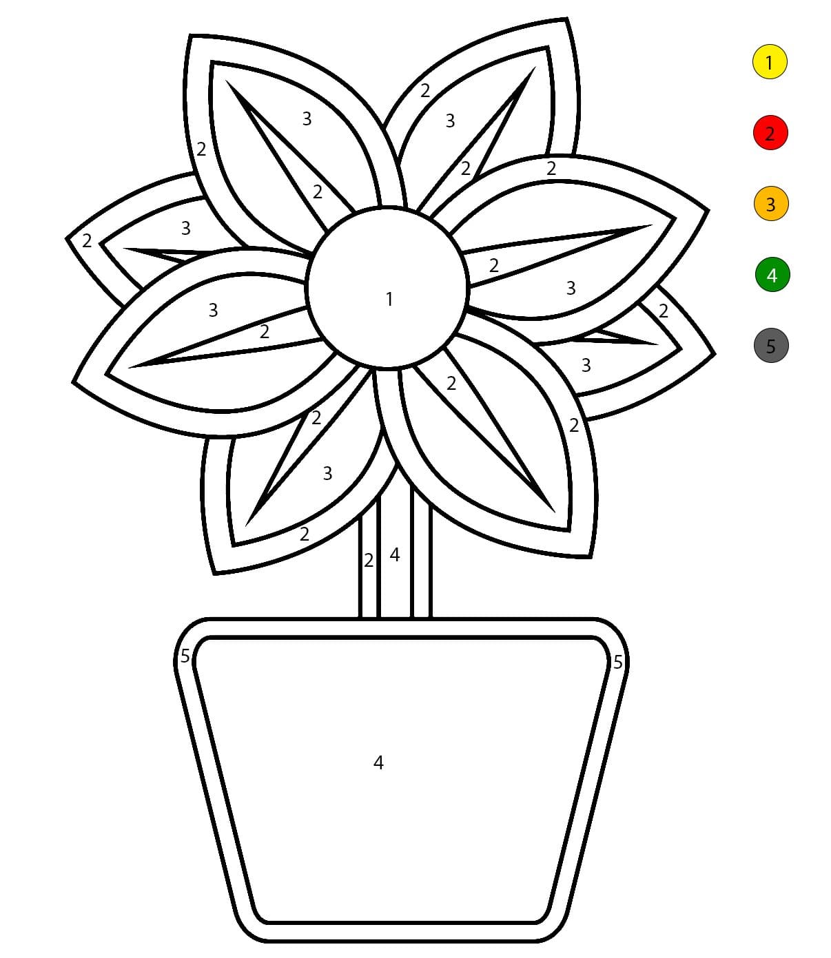 Pot de fleurs simple Coloriage Magique