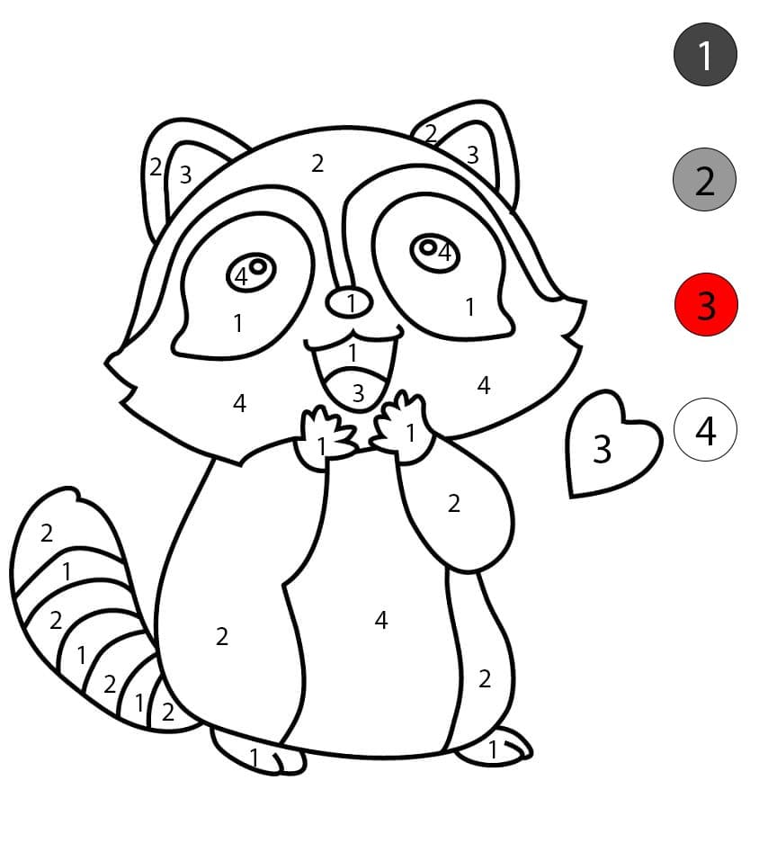 Raton laveur amoureux Coloriage Magique