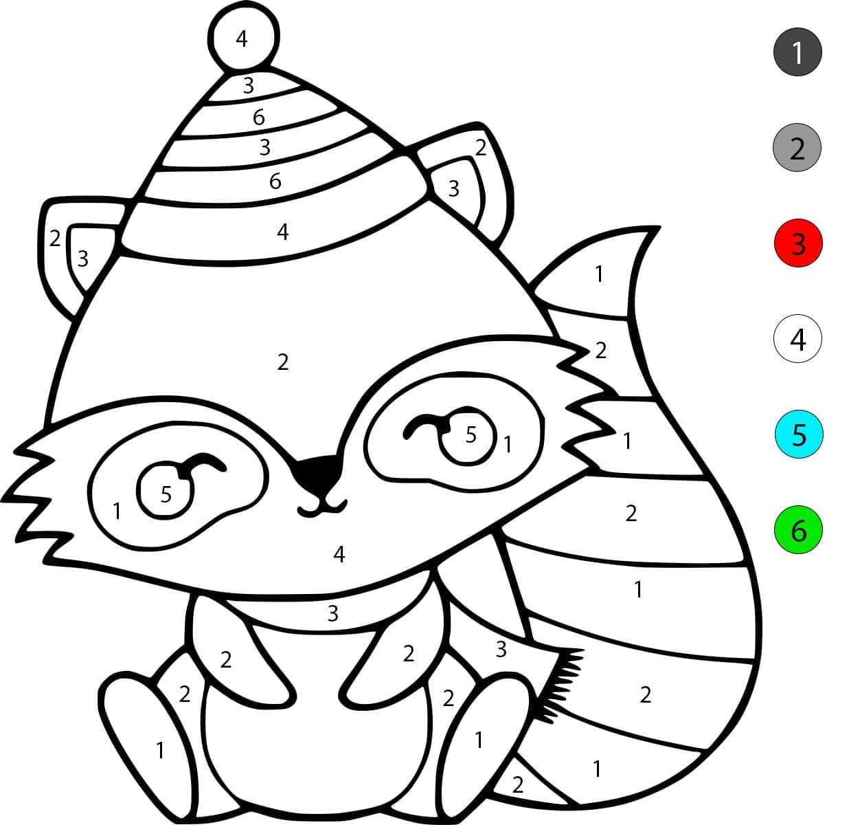 Raton laveur de Noël Coloriage Magique