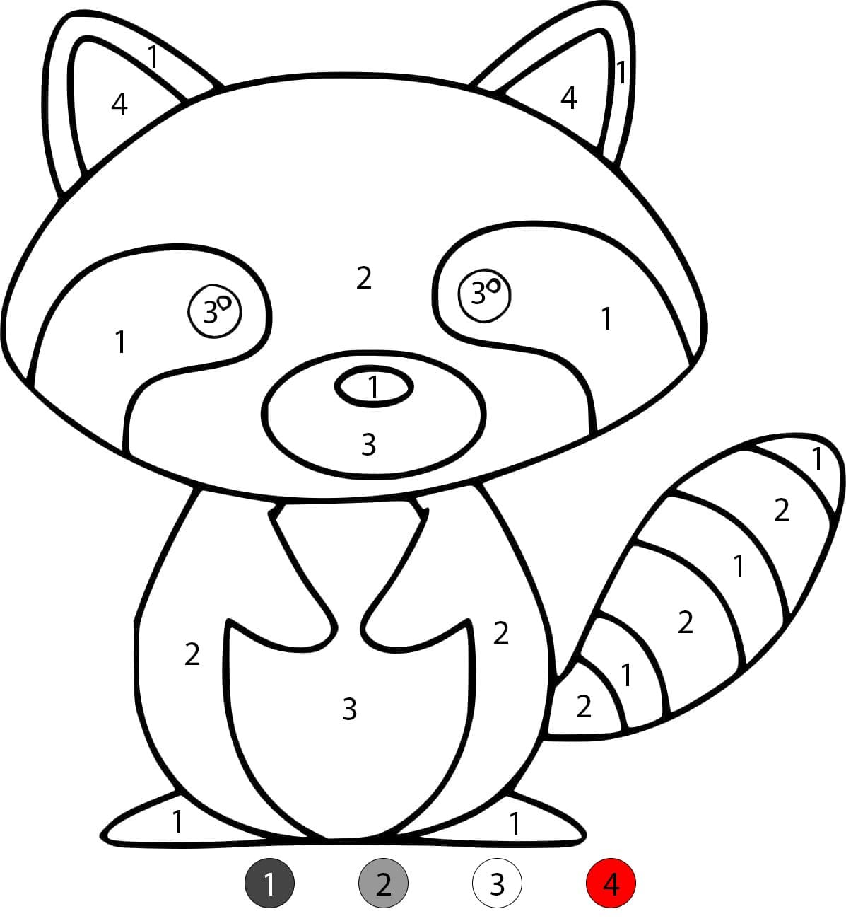 Raton laveur facile Coloriage Magique