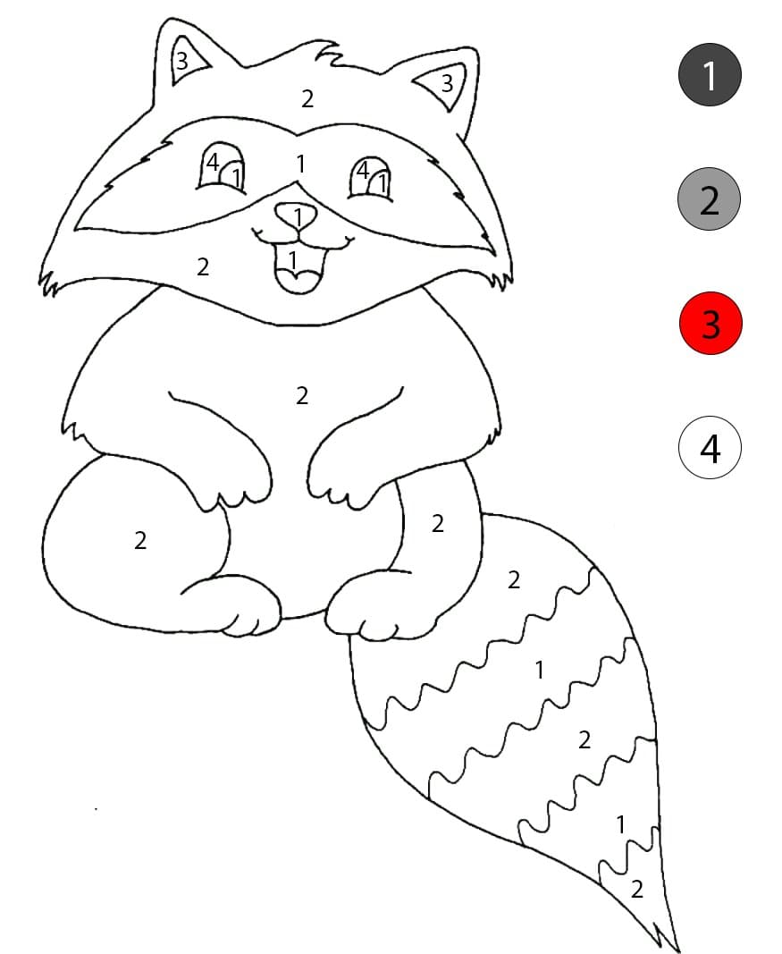 Raton laveur heureux Coloriage Magique