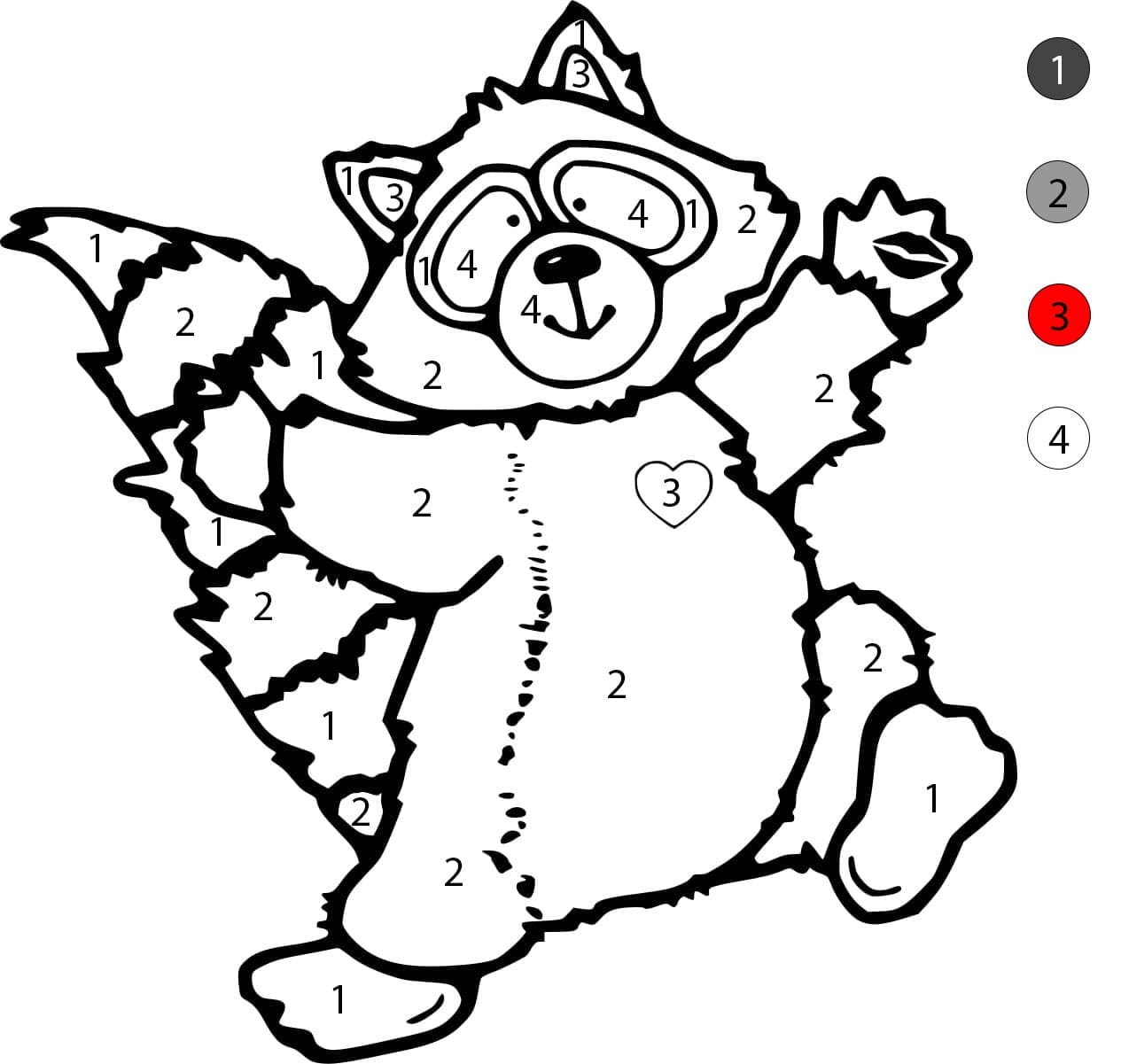 Raton laveur joyeux Coloriage Magique