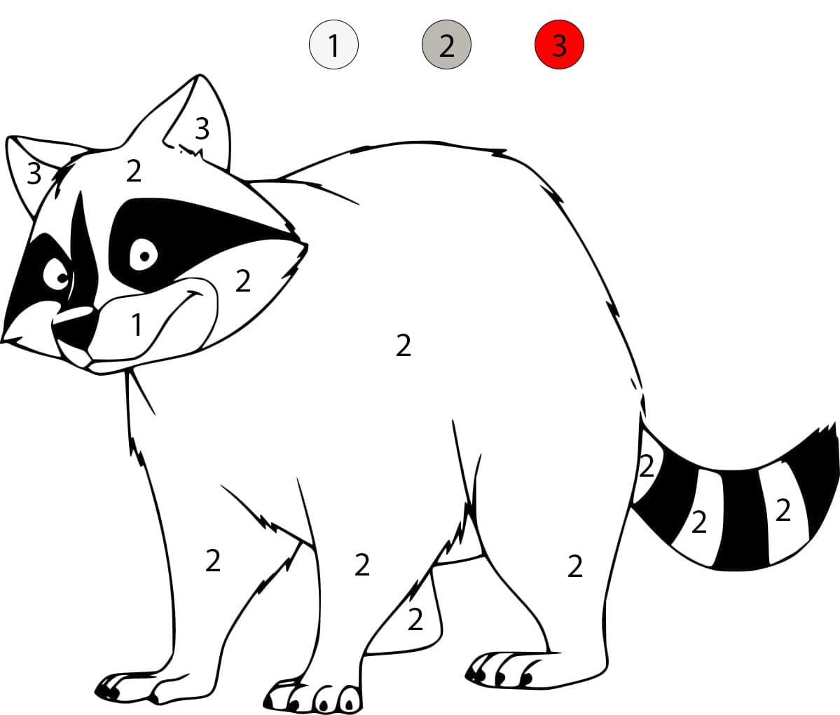 Raton laveur simple Coloriage Magique