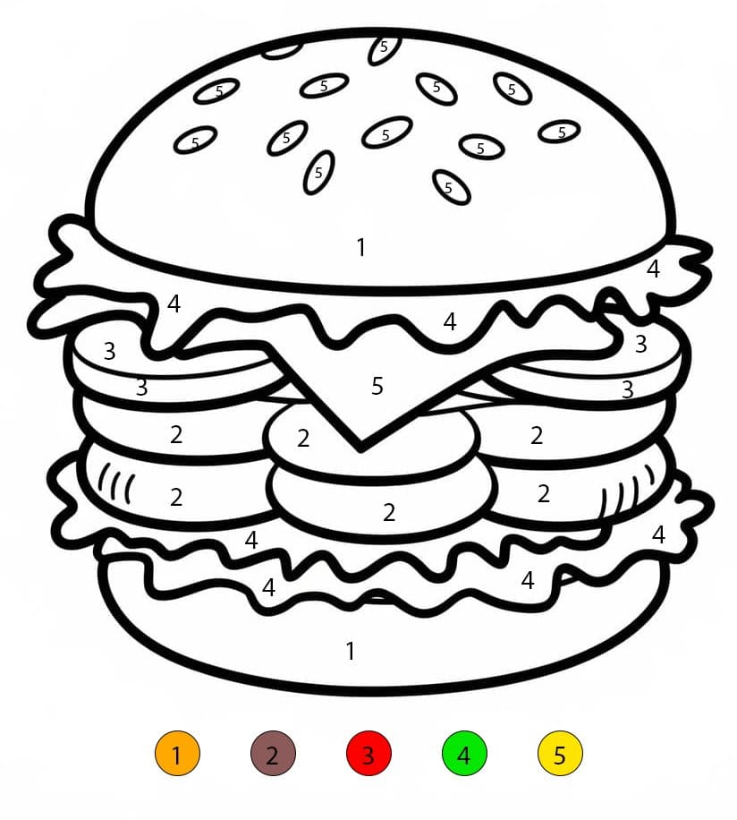 Savoureux Hamburger Coloriage Magique