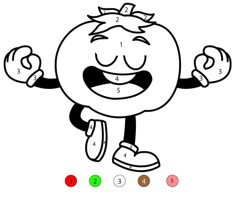 Tomate dansante Coloriage Magique