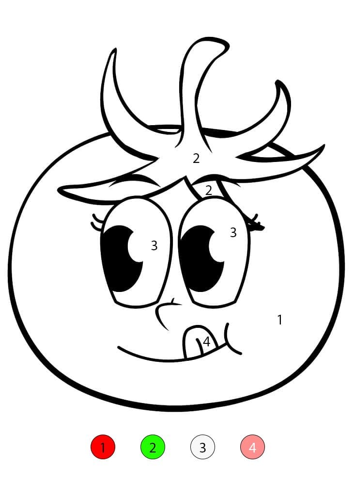 Tomate de dessin animé Coloriage Magique