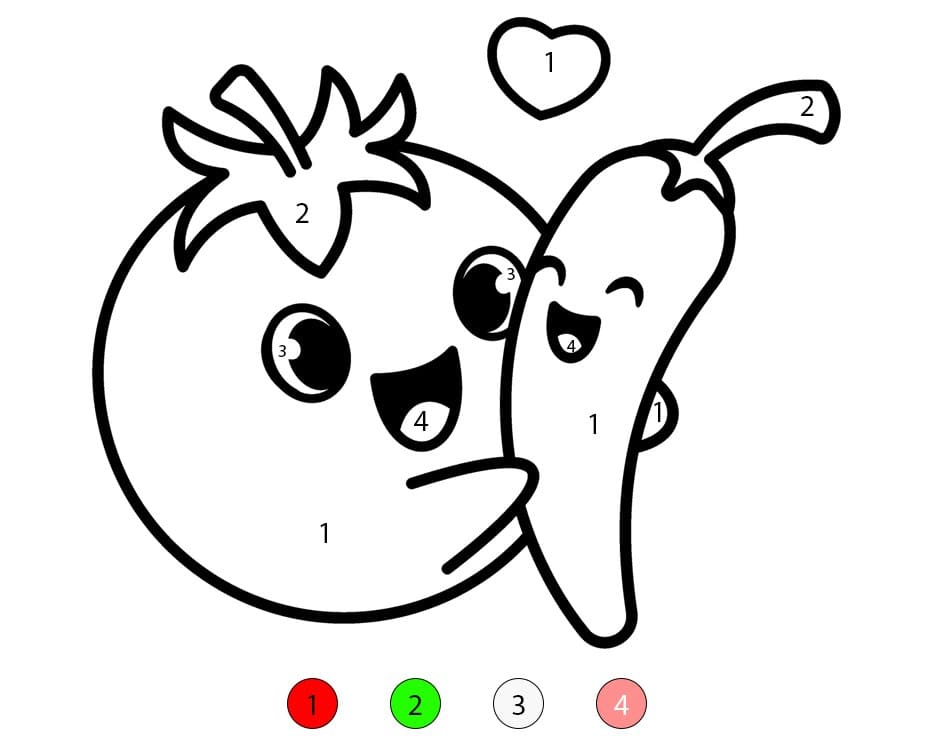 Tomate et piment Coloriage Magique