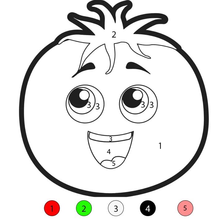 Tomate heureuse Coloriage Magique