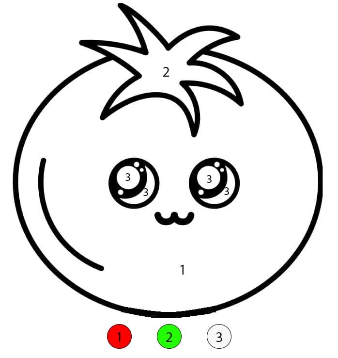 Tomate kawaii Coloriage Magique