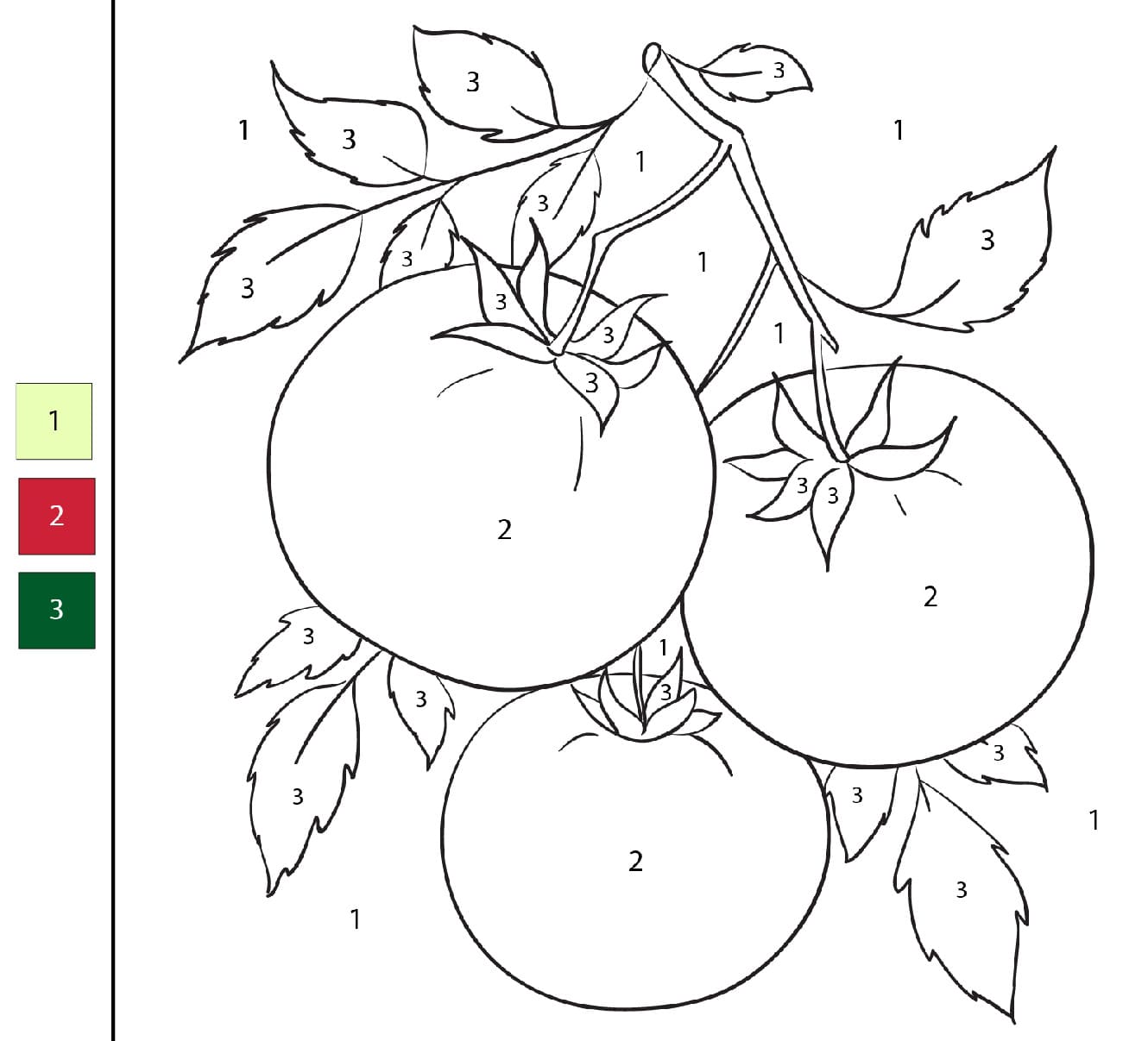 Un tas de tomates Coloriage Magique