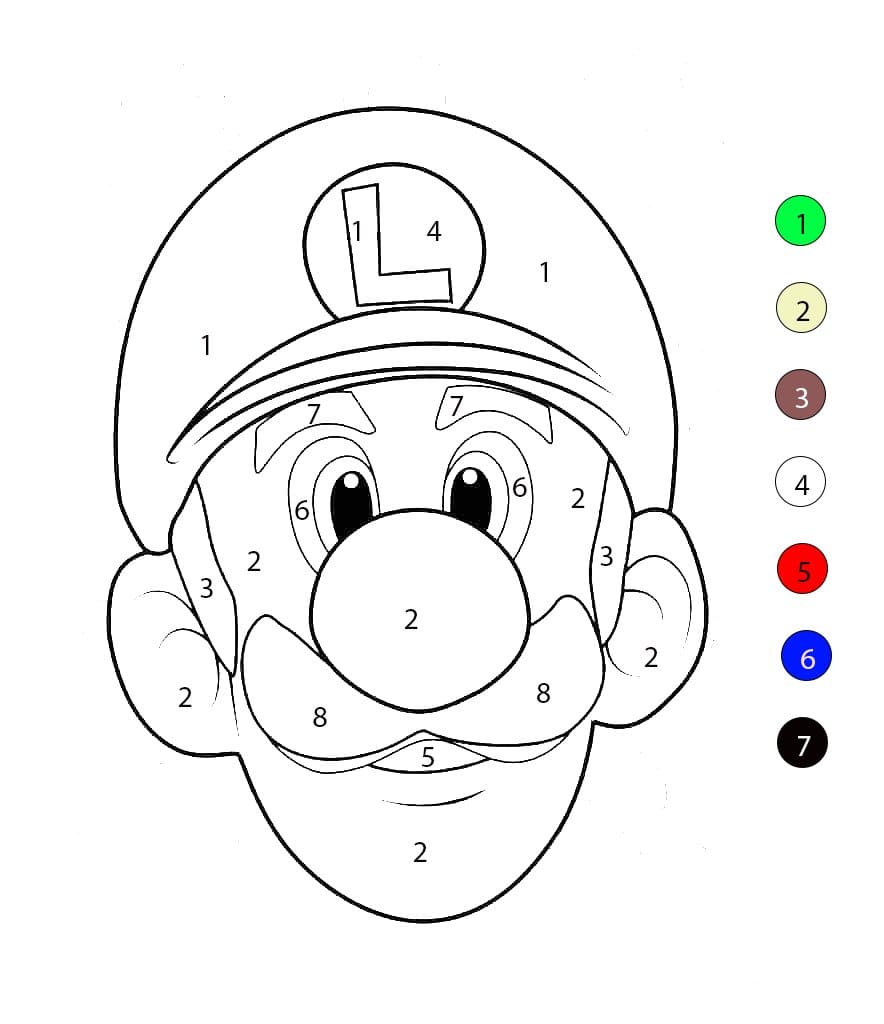 Visage de Luigi Coloriage Magique