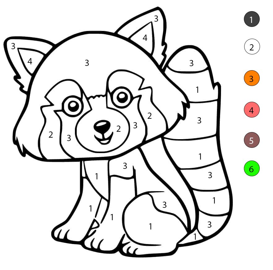 Adorable panda roux Coloriage Magique