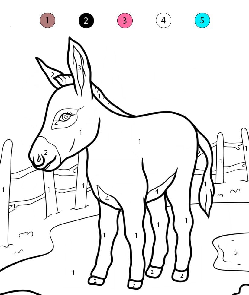 Âne à la ferme Coloriage Magique