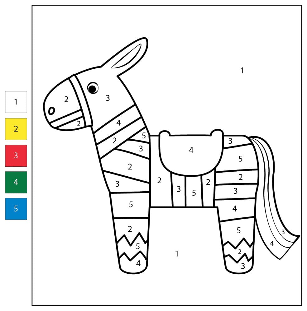 Âne en peluche Coloriage Magique