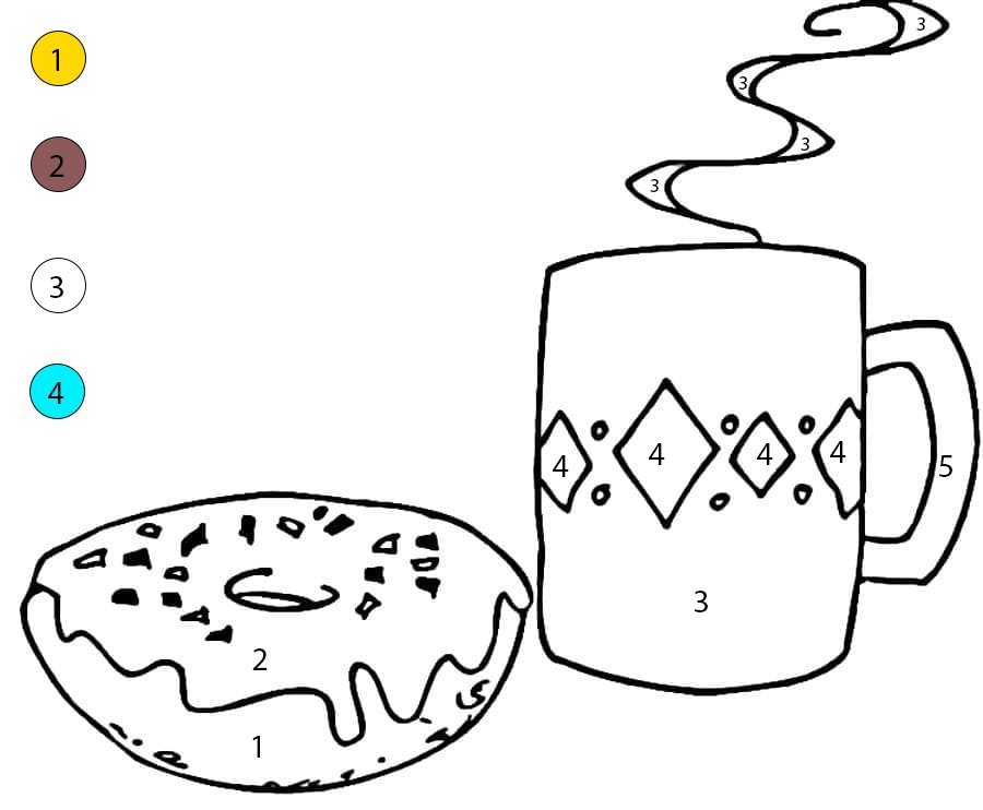 Beignet et café Coloriage Magique