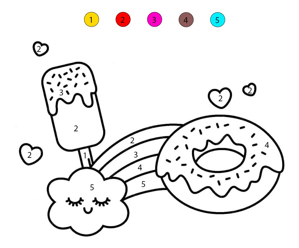 Beignet et glace Coloriage Magique