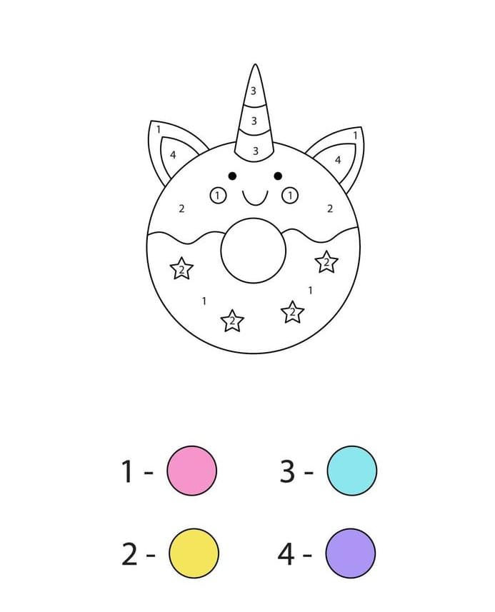 Beignet licorne Coloriage Magique