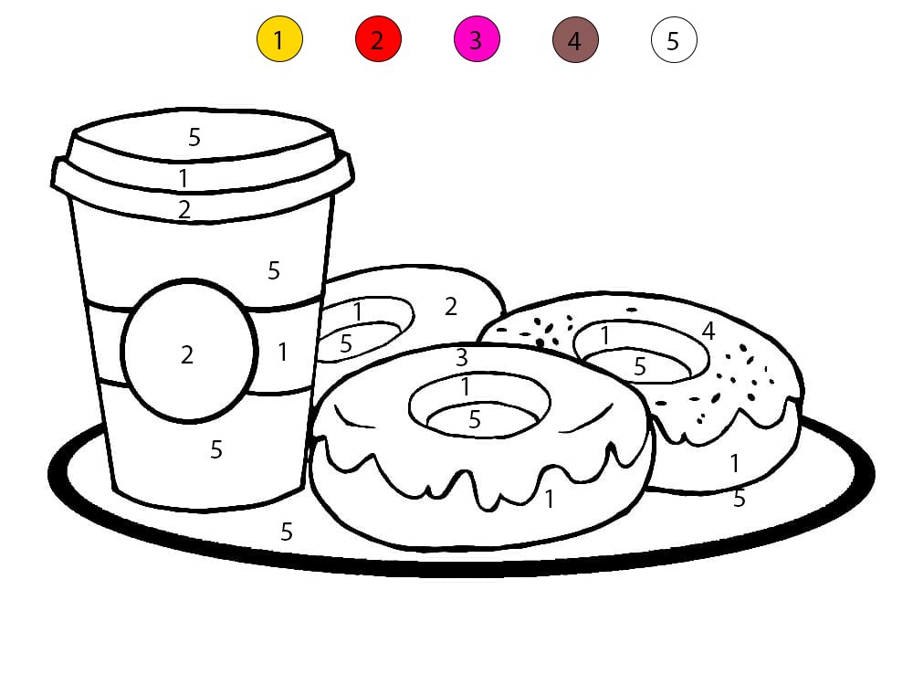 Beignets et boisson Coloriage Magique