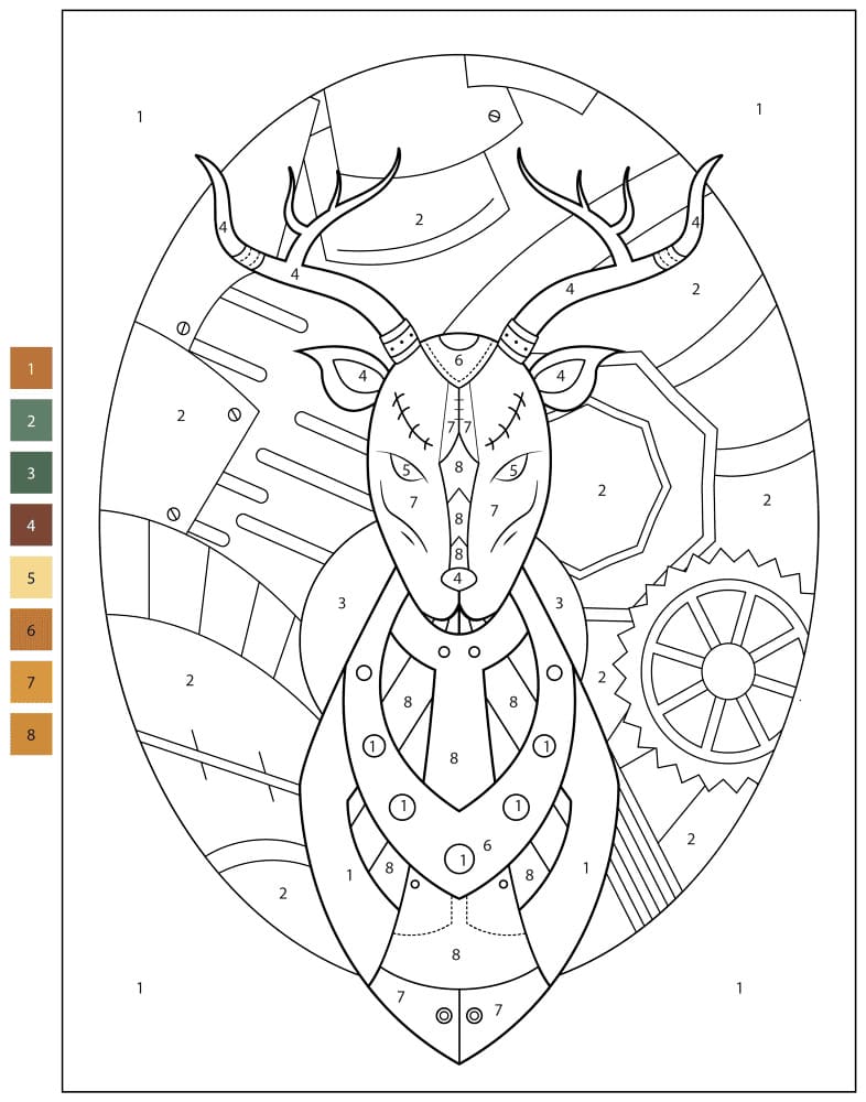 Cerf abstrait Coloriage Magique