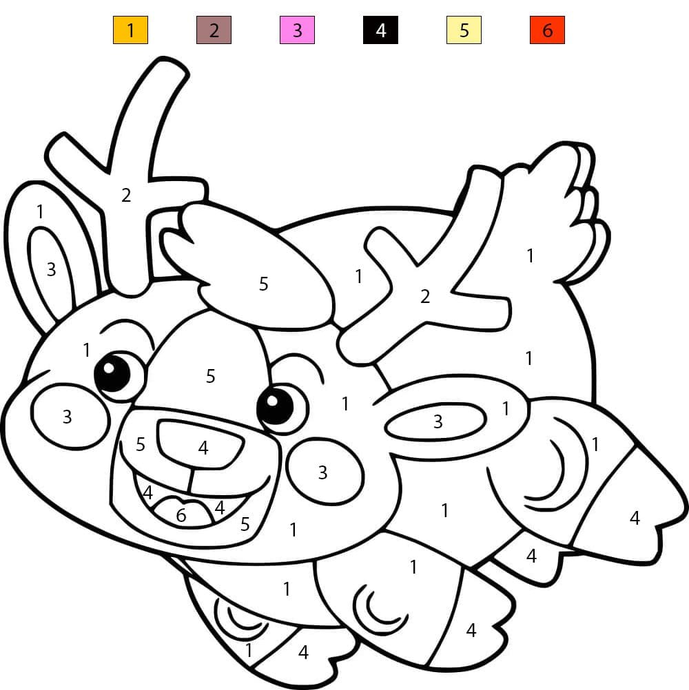 Cerf de dessin animé Coloriage Magique