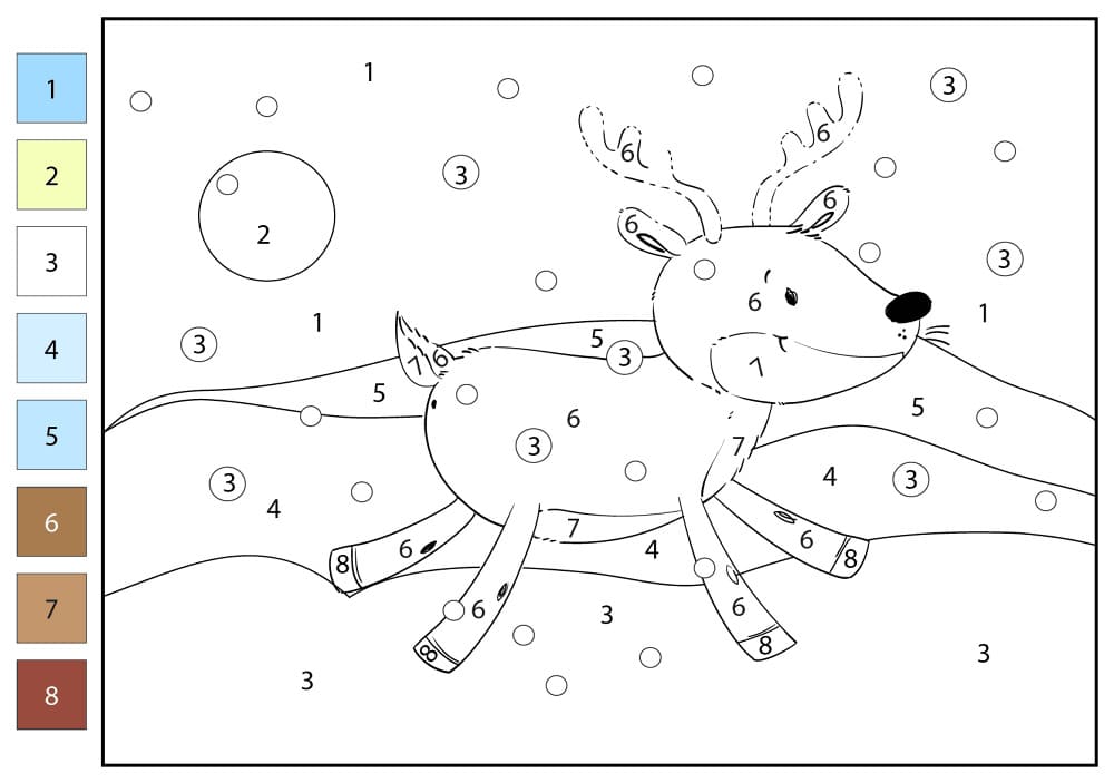 Cerf d'hiver Coloriage Magique