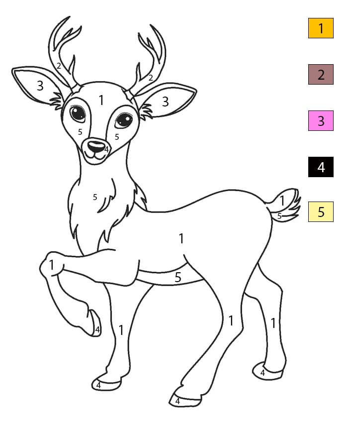 Cerf heureux Coloriage Magique
