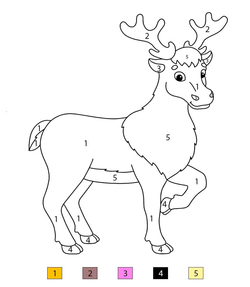 Cerf joli Coloriage Magique