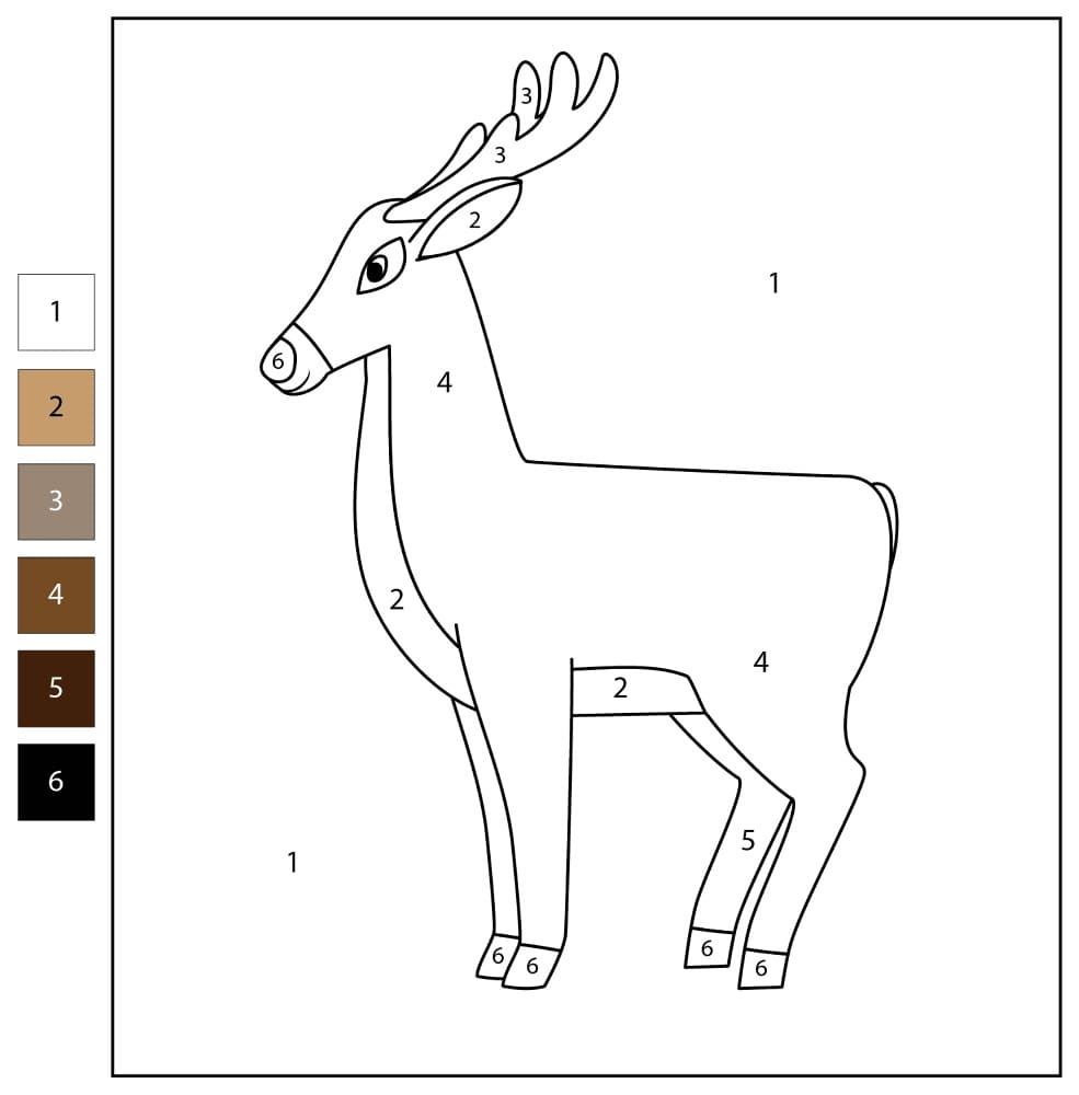 Cerf simple Coloriage Magique